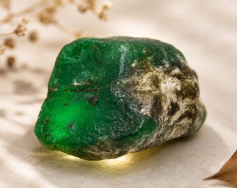 Natural Zambian Emerald Rough Crystal 24.45 Cts, Green Uncut Healing Gemstone