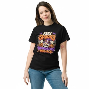 Stay Spooky You Neurospicy Menace Halloween Black Graphic Tee