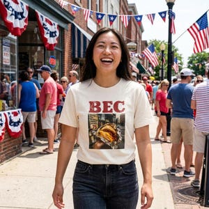 BEC Shirt, Bacon Egg and Cheese NYC Tee, New York Food Culture Graphic Shirt, Brooklyn Streetwear, New York City Gift, Bodega Sandwich Tee