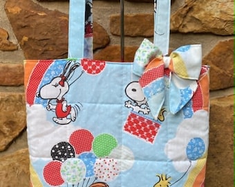 Vintage Snoopy Peppermint Patty Charlie Brown Puffy One of a Kind Tote Bag