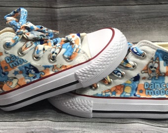 Blue Dog Dance Mode Ready to Ship Size 8 Canvas Shoes for Kids Toddler