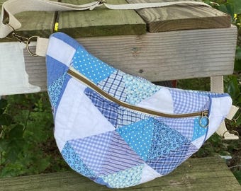 Vintage Quilt Sling Bag - Shades of Blue - Cottagecore