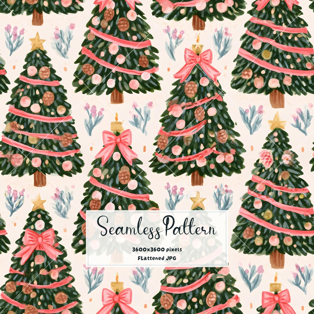 Christmas Tree Seamless Pattern | Watercolor Christmas Trees | Holiday ...