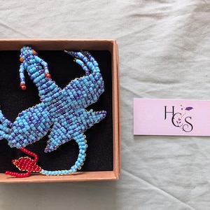 Handmade Beaded Ikran Figure, Glass Seed Beads, Copper Wire, Hand-Sized Dragon