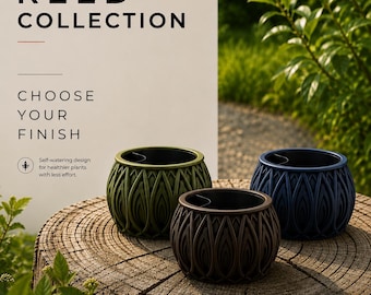 Modern Indoor Plant Pot - Contemporary Planter with removable insert - Reed Collection