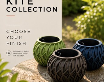 Modern Indoor Plant Pot - Contemporary Planter with removable insert - Kite Collection