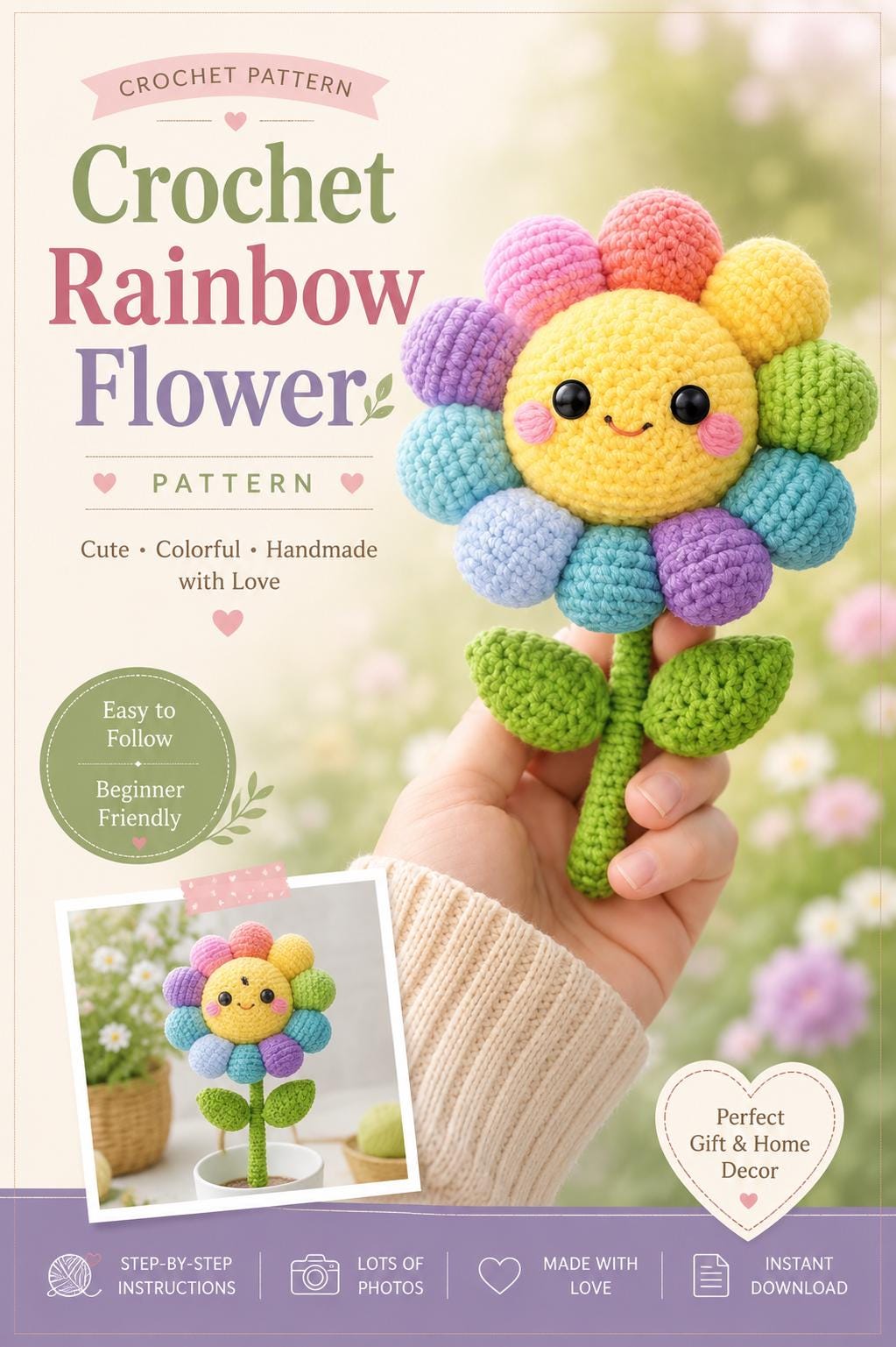 Rainbow Flower Crochet Pattern