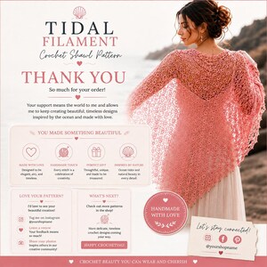 Patrón de chal de ganchillo con filamentos de Tidal, elegante chal de encaje (descarga en PDF)
