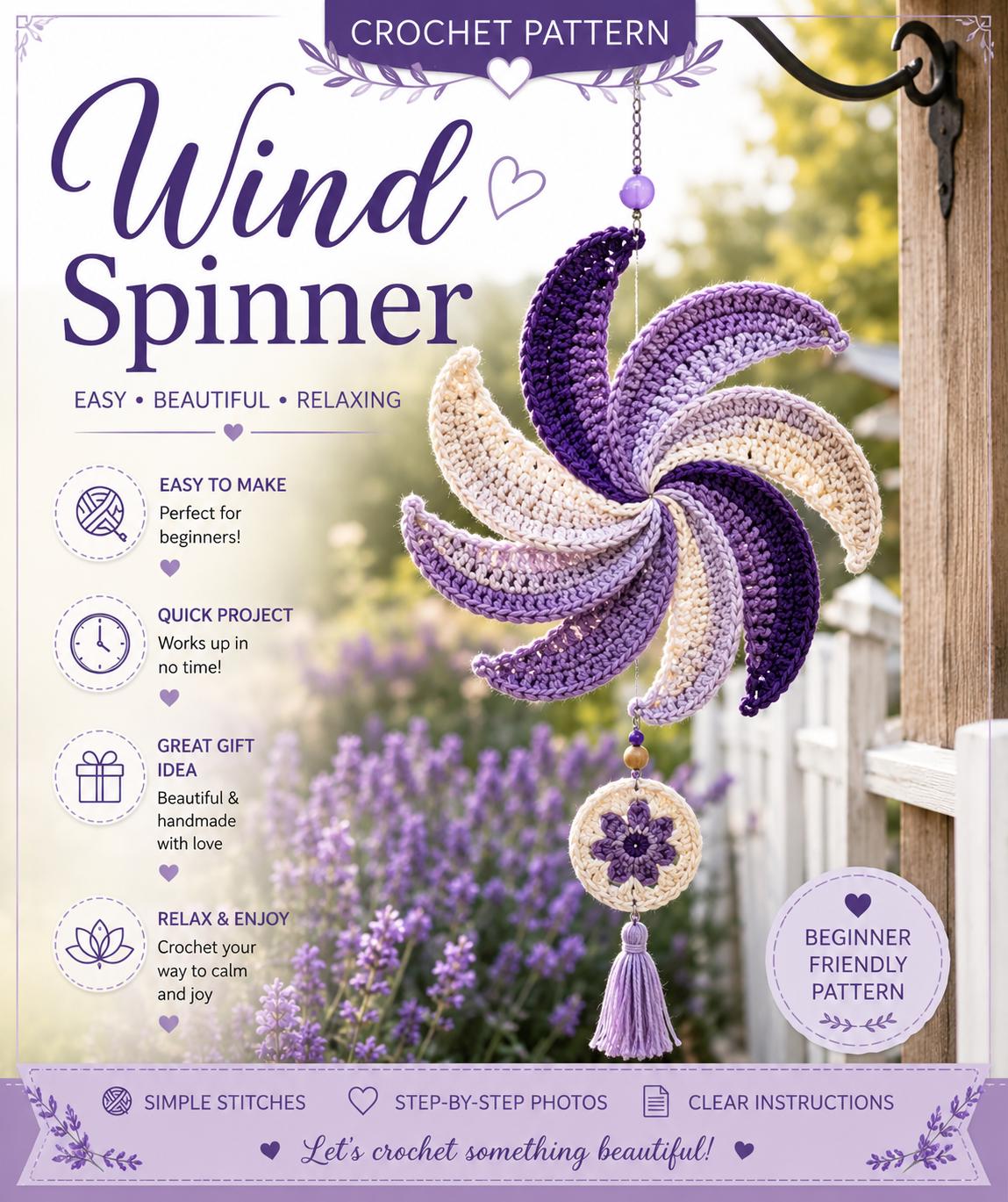 37 Lavender Crochet Patterns: Unleash Your Creativity with These Beautiful Designs 1 Wind Spinner Crochet Pattern Lavender