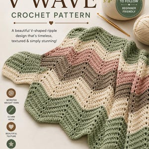 Wave Crochet Blanket Pattern, Beginner Friendly Ripple Afghan Tutorial (PDF Download)