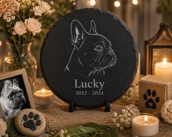 Custom Pet Memorial Stone, Personalized Pet Portrait Garden Marker, Dog Cat Memorial Gift, Pet Grave Marker, Remembrance Home Decor