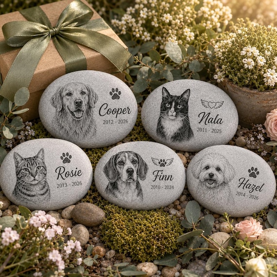 Personalized Pet Memorial Stone, Custom Photo Grave Marker, Pet Loss Keepsake