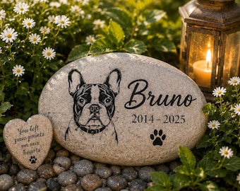 Personalized Pet Memorial Stone, Custom Photo Dog or Cat Grave Marker, Outdoor Garden Remembrance