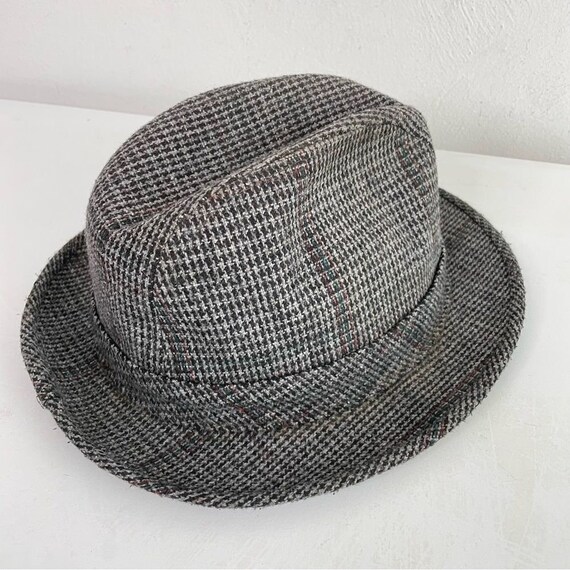STETSON Vintage Wool Plaid Tweed Fedora with Feat… - image 10