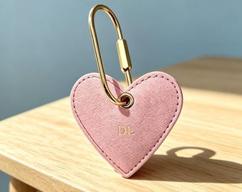 Custom Letter Leather Heart Keychain,Personalized Heart Key Ring,Minimalist Leather Key Charm,Cute Bag Pendant,Gift For Her