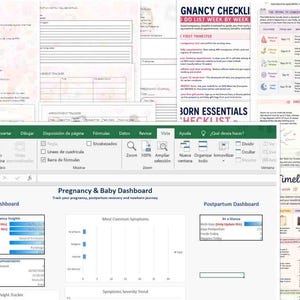 Ultieme zwangerschapsplannerbundel | NHS-spiekbriefjesgidsen, invulbare pdf's en Excel Tracker-dashboard