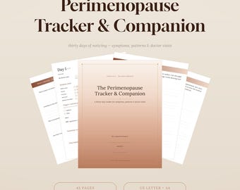 Registro imprimible de la perimenopausia / Diario de síntomas y hormonas de 30 días en PDF / Registro de sofocos, estado de ánimo y sueño durante la menopausia / Preparación para la visita al médico