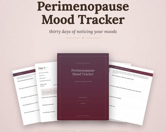 Registro de estado de ánimo durante la perimenopausia (PDF imprimible) / Diario de la menopausia y registro de síntomas para mujeres mayores de 40 años / Cuaderno de trabajo de autocuidado de 30 días