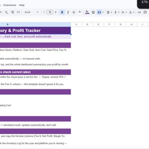 Reseller Inventory Profit Tracker | eBay Vinted Depop Spreadsheet | COGS Calculator,  Sales Log,  (Digital Download)