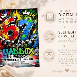 6-7 Birthday Invitation Graffiti Six Seven Party Invite Editable 6 7 Meme Evite Digital image 9