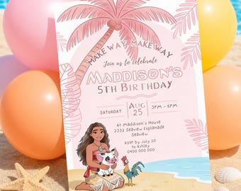 Moana Birthday Invitation Template Moana Pool Party Invite Summer Beach Evite Digital
