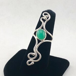 Sterling silver ring, Chrysocolla ring, gemstone ring, statement ring, green stone ring