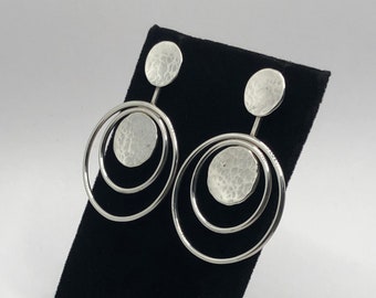 Hammered Sterling Silver Disc Earrings, Large Statement Earrings, Geometric Earrings Sterling