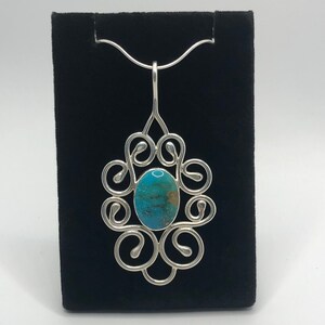 Handmade Turquoise Sterling Silver Swirl Pendant Necklace