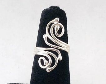 Sterling silver ring, adjustable ring, handmade ring, statement ring, swirly ring