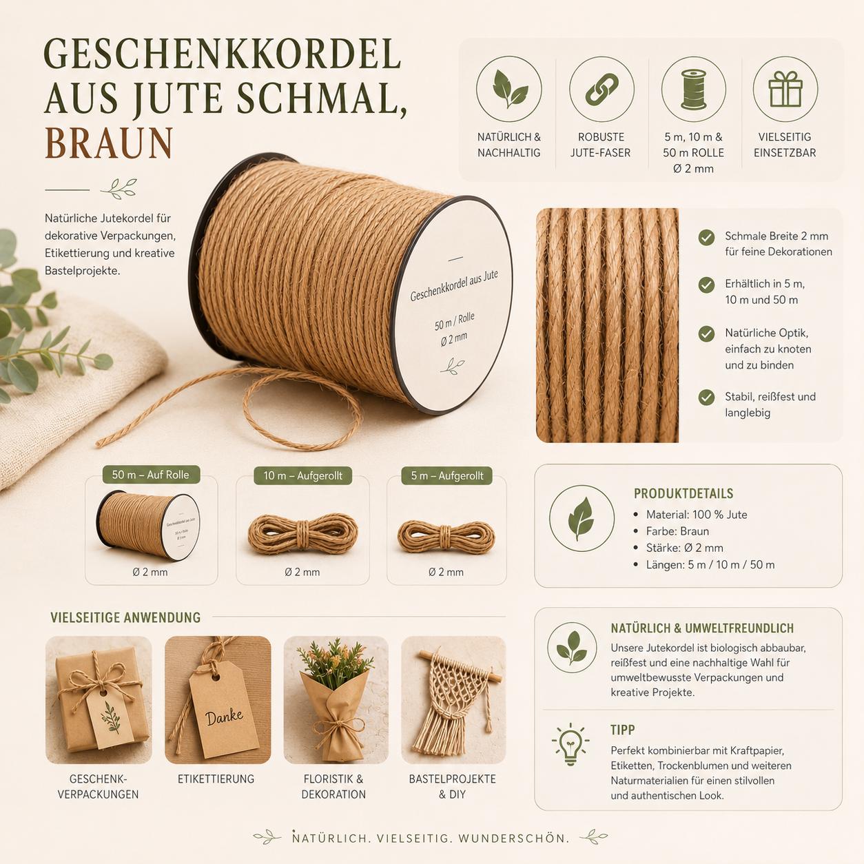 Jute Twine 2mm Natural Kraft String Jute Twine 2mm Natural Kraft String