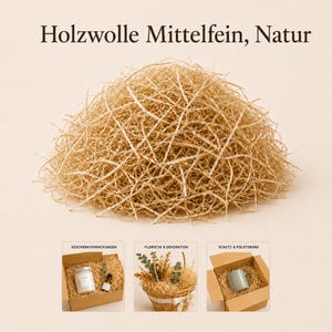 Holzwolle Mittelfein Natur 50 g- 100 g- 250 g /Natürliches Füllmaterial | Geschenkbox Füllung | Floristik | Verpackungsmaterial