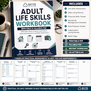 Adult Life Skills Workbook PDF | Independent Living Skills Planner | Daily Living Workbook | Life Skills Printable | Fillable PDF