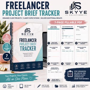 Freelancer Project Brief Tracker | Client Project Planner | Creative Brief Organizer | Freelance Workflow System | Fillable PDF