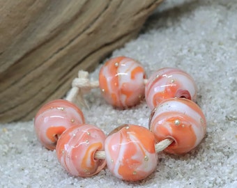 Handmade Lampwork Nugget Round Beads~Coral Reef~Bohemian Beads~Gypsy Beads