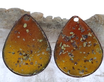 Enamel Copper Components~ Teardrops~Butterscotch Golden Yellow~Components~Gypsy Components