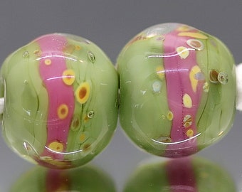 Handmade Lampwork Nugget Beads~Spring Meadow~Bohemian Beads~Gypsy Beads