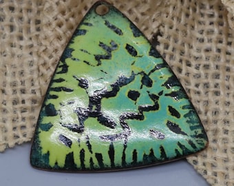 Enamel Copper Pendant~Weathered Bohemian~ Lime Seafoam~ Components~Gypsy Components