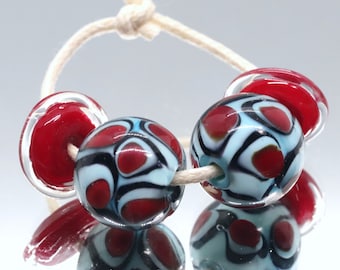 Handmade Lampwork Round Nugget Beads With Spacers~Salsa~Bohemian Beads~Gypsy Beads