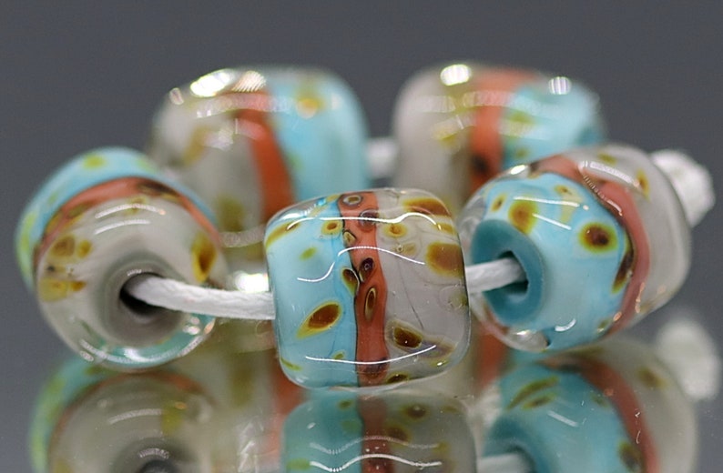Handmade Lampwork Barrel Nugget Beads~Halo~Bohemian Beads~Gypsy Beads