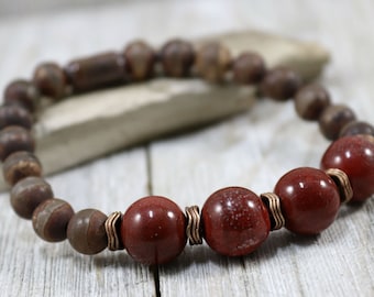 Artisan Mala Yoga Bracelet ~Tibetan Agate Enamel Beads~~Hippie-Chic-Boho-Southwest