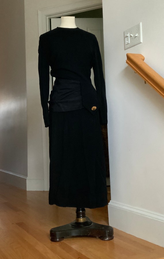 1930s 1940s True Vintage Black Crepe Sheath Sarong