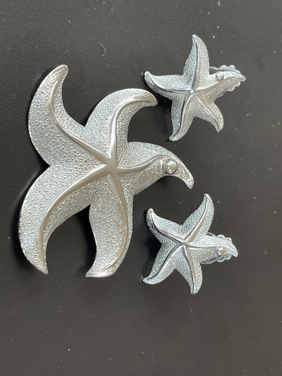 Vintage 1960s Silver tone GIOVANNI Starfish Brooch