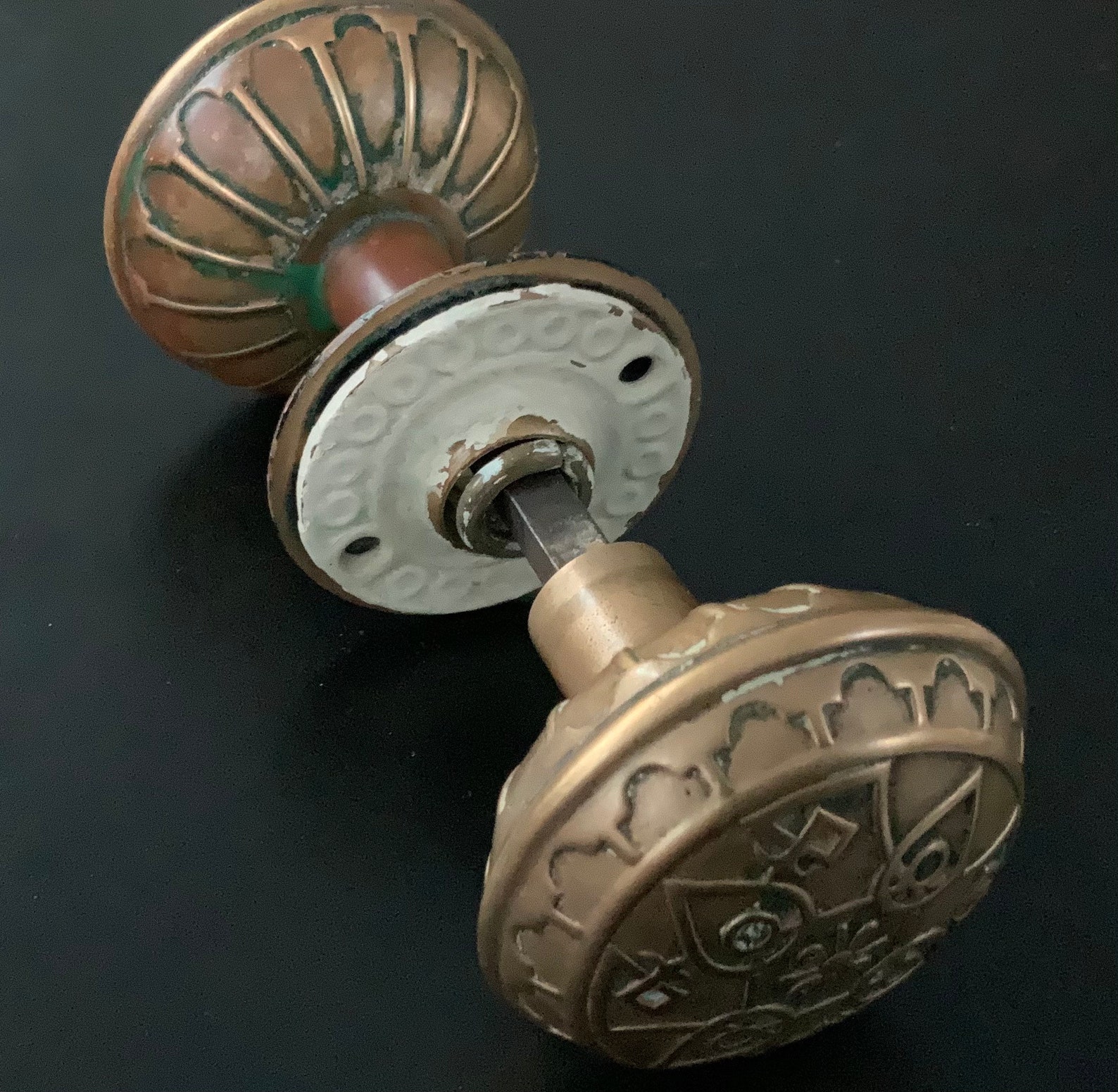 Victorian Brass Door Knob Set True Antique Arts & Crafts Etsy