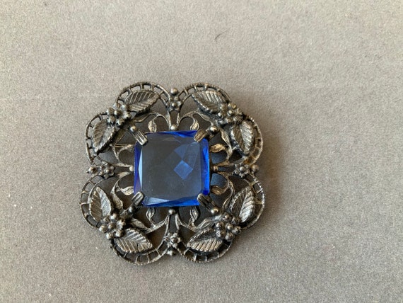 Edwardian Antique Blue Stone Brooch Art Nouveau G… - image 3