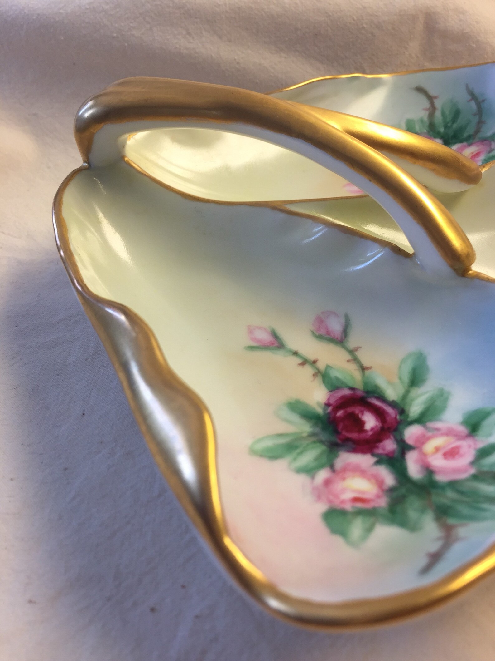 Antique Handpainted Fine China Porcelain 3part Basket Circa Etsy