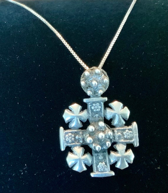 Antique Silver Pilgrim’s Cross Antique pendant on… - image 2