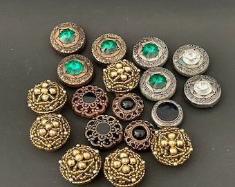 Vintage Button Covers Lot of 18 GLAM Shirt Button covers to make the plainest blouse or shirt glamorous