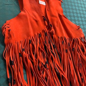 Far Out 1960s Fringed and Beaded Orange Leather Vest and Matching ...