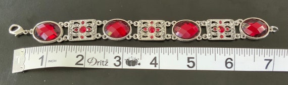 Glamorous 1940s 1950s Ruby Red and Marcasite Brac… - image 5