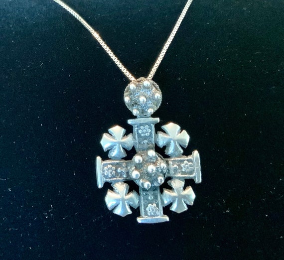 Antique Silver Pilgrim’s Cross Antique pendant on… - image 6